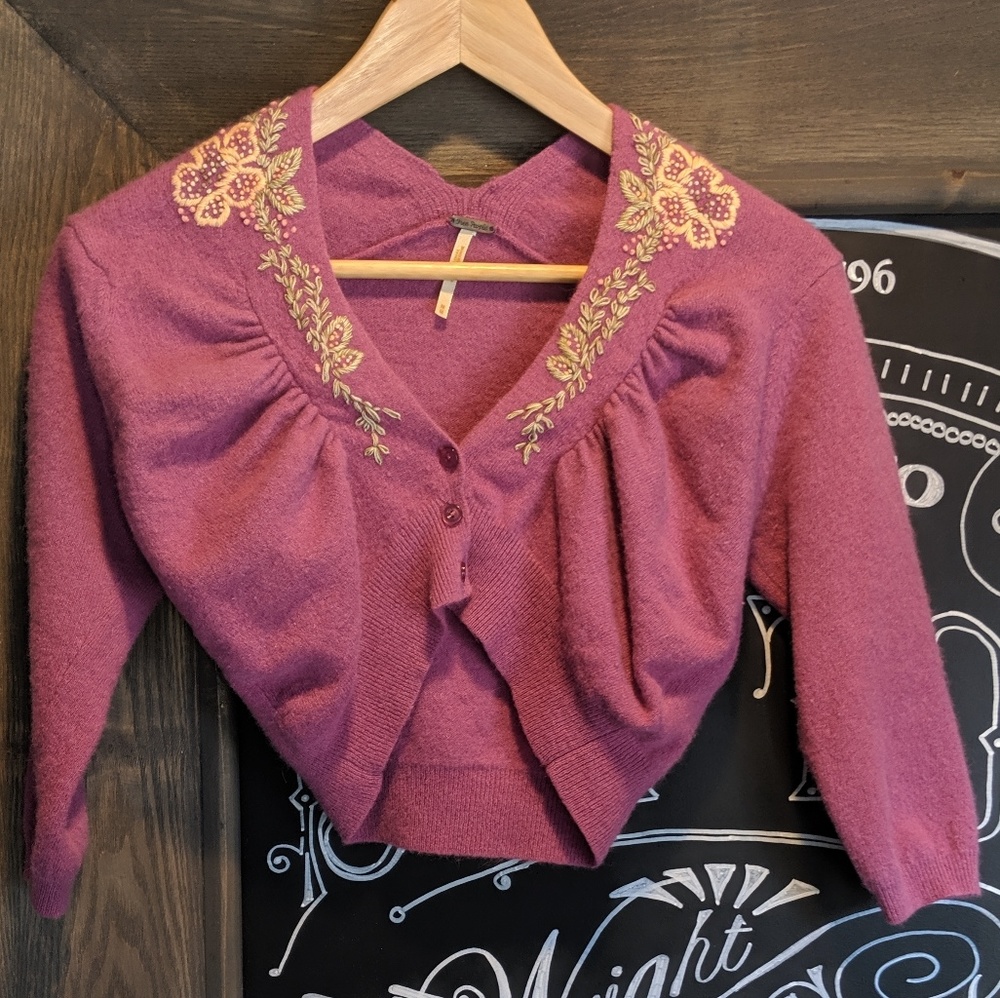 Cropped embroidered sweater by Free People